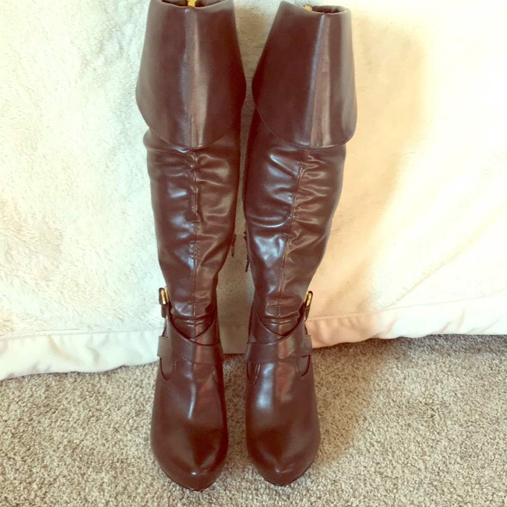 Guess knee/thigh high brown boots